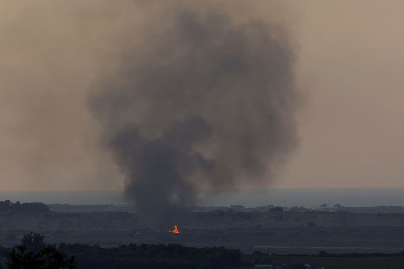 Smoke rises in Gaza, amid the ongoing conflict between Israel and the Palestinian group Hamas, as seen from south Israel on 17 November, 2023