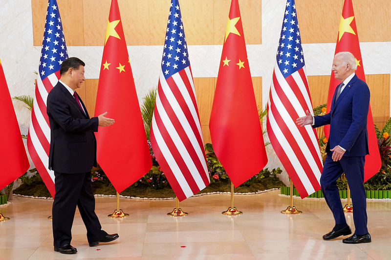 US President Joe Biden meets with Chinese President Xi Jinping on the sidelines of the G20 leaders' summit in Bali, Indonesia, November 14, 2022