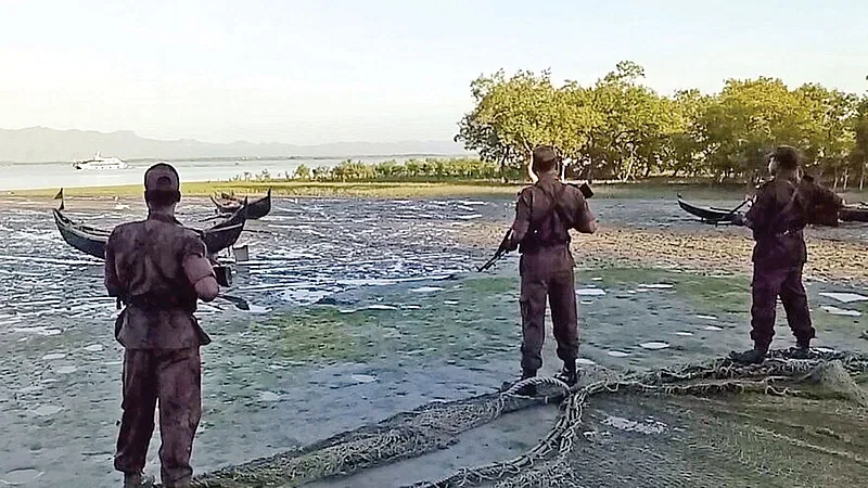 The BGB members are vigilantly observing the Bangladesh-Myanmar border in Teknaf