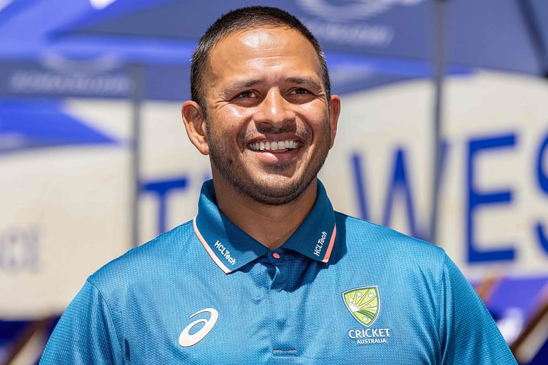 Australia's Usman Khawaja speaks to members of the media at the launch of the three-match Test cricket series against Pakistan at Perth Stadium in Perth on 11 December, 2023