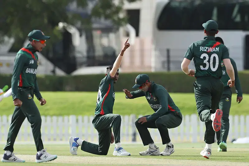 Thanks to pacer Maruf Mridha's 4-41, Bangladesh bowled India out for just 188 in 42.4 overs.