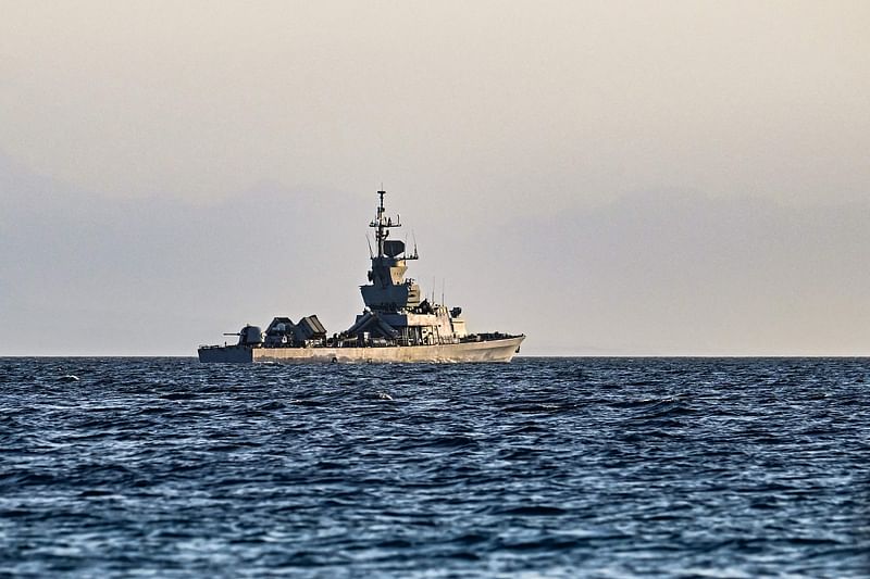 An Israeli navy missile boat patrols in the Red Sea off the coast of Israel’s southern port city of Eliat on 26 December, 2023