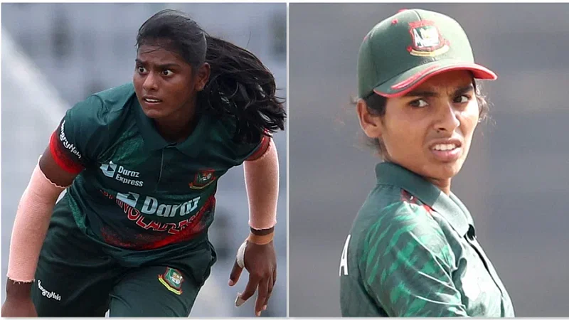 Bangladesh cricketers Rabeya Khatun and Marufa Akter