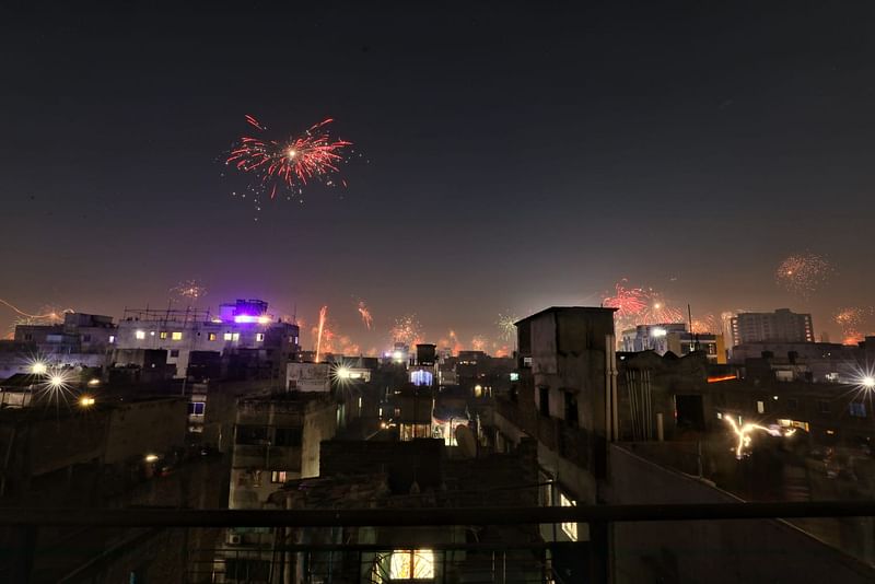 New Year's Eve Fireworks In Old Dhaka 1 Jan 2024.