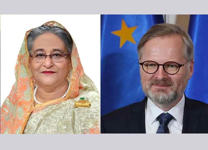 Bangladesh prime minister Sheikh Hasina with Czech Republic prime minister Petr Fiala