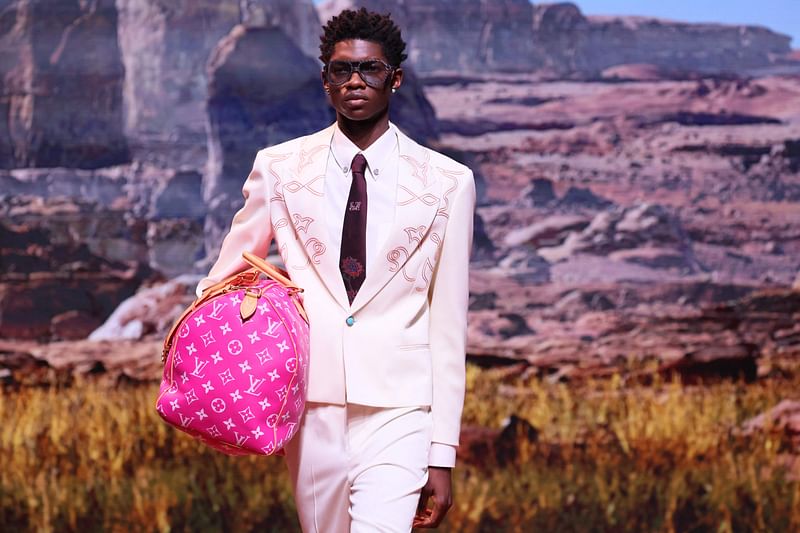 A model presents a creation for the Louis Vuitton Menswear Ready-to-wear Fall-Winter 2024/2025 collection as part of the Paris Fashion Week, in Paris on 16 January, 2024.