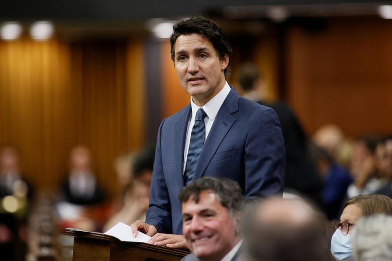 Canada's Prime Minister Justin Trudeau speaks in the House of Commons on Parliament Hill in Ottawa, Ontario, Canada 3 October 2023. Reuters