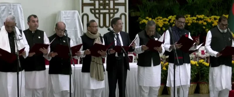 New ministers take oath at at Bangabahban inn Dhaka on 11 January 2024.