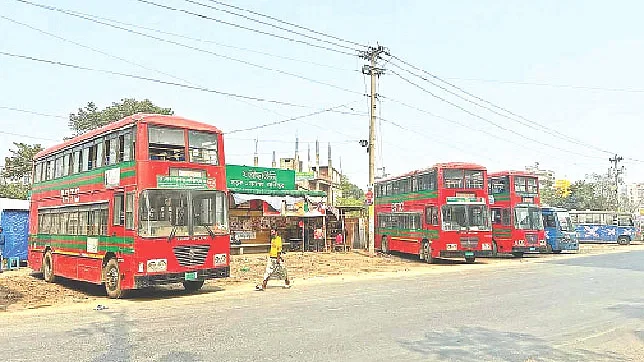 Now only the BRTC buses operates under the Dhaka Nagar Paribahan Service. The photo was captured from the Ghatarchar area in the capital's Keraniganj on 23  January