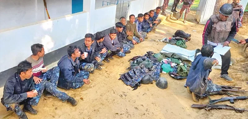 Myanmar's BGP members fled their country and took refuge at Ghumdhum border outpost of BGB