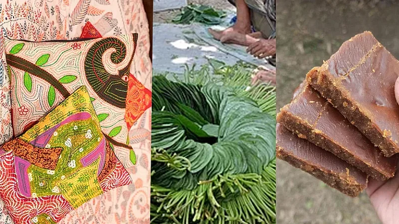 Jamalpur's Nakshikantha, Rajshahi's sweet betel leaf and Jashore's date molasses.