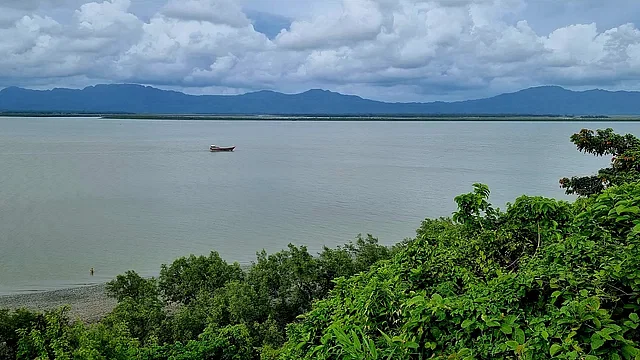 Maungdaw town of the Rakhine state in Myanmar on the other side of the river Naf. Teknaf is on this side of the border