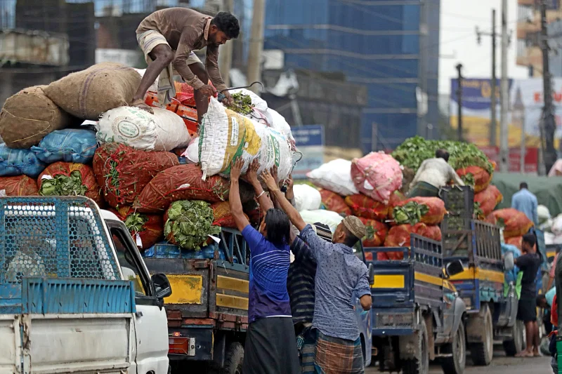 Vegetable-laden trucks