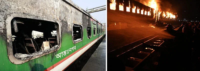 The Mohanganj Express was set on fire on 19 December and the Benapole Express was set to fire on 5 January