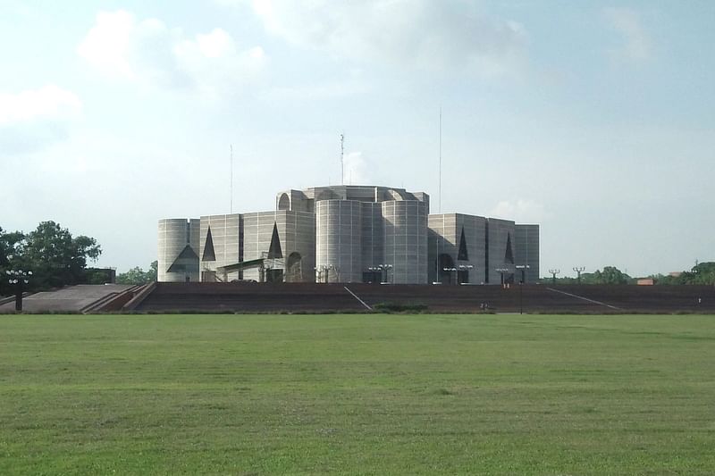 Photo shows the parliament building in Dhaka