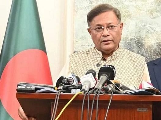 Foreign minister Hasan Mahmud addresses a press conference