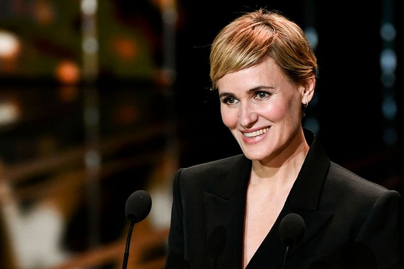 French actress Judith Godreche speaks during the 49th edition of the Cesar Film Awards ceremony at the Olympia venue in Paris on 23 February, 2024.