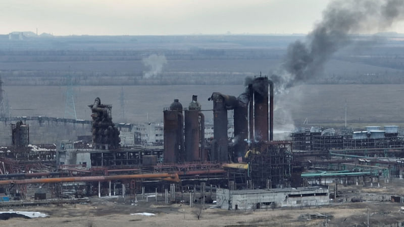 Drone view of the coke plant, during Russia's ongoing invasion, in Avdiivka, Ukraine 20 February, 2024 in this still image from handout video