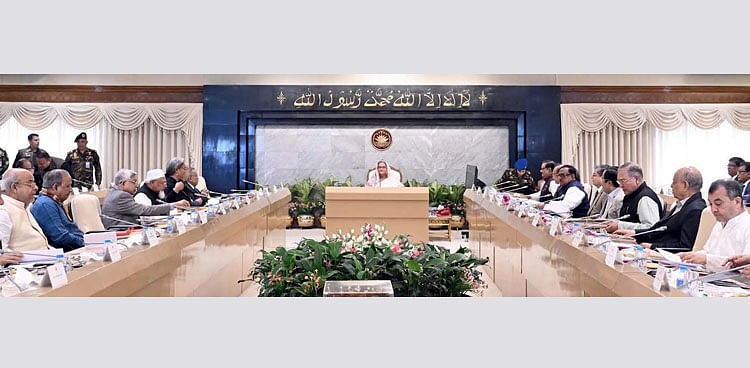 Prime Minister Sheikh Hasina chairs a cabinet meeting at PMO on 11 February in 2024