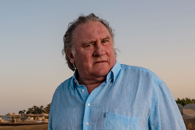 French actor Gerard Depardieu poses at a resort a day after receiving the Career Achievement Award during the 4th edition of El Gouna Film Festival, in the Egyptian Red Sea resort of el Gouna, on 24 October, 2020.