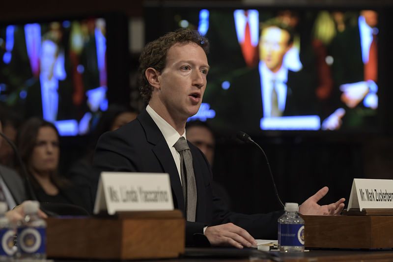 Founder and CEO of Meta, Mark Zuckerberg, is testifying before the Senate Judiciary Committee about Big Tech and the Online Child Sexual Exploitation Crisis during a hearing in Washington DC, USA, on 31 January, 2024