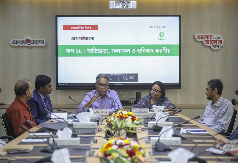 Guests at a roundtable co-organised by Oxfam in Bangladesh and Prothom Alo was held at the Prothom Alo office in Karwan Bazar of the capital on Sunday morning.