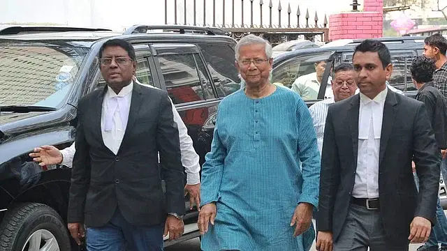 Dr Muhmmad Yunus appeared at the Labour Appellate Tribunal at Kakrail area on 3 March.