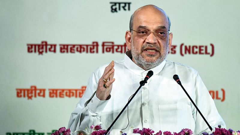 Union Home and Cooperation Minister, Amit Shah addresses the inauguration of a new office building for three Multistate Cooperative Societies Bhartiya Beej Sahakari Samiti Limited (BBSSL), National Cooperative Organics Limited (NCOL) and National Cooperative Export Limited (NCEL), at the World Trade Centre, Naoroji Nagar in New Delhi on 13 March, 2024