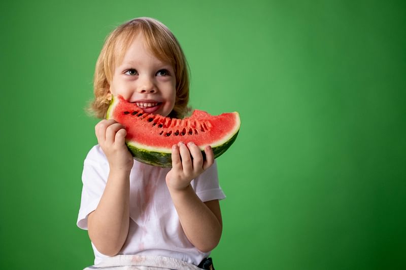 A child eats