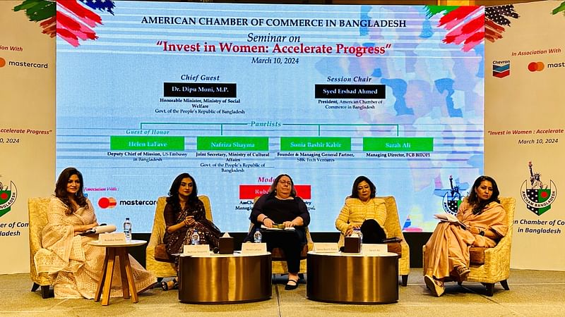 US Embassy’s Chargé d’Affaires, Helen LaFave, attends a seminar hosted by the American Chamber of Commerce in Bangladesh (AmCham) titled “Invest in Women:  Accelerate Progress”