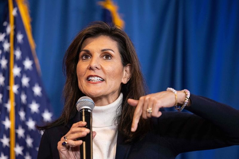 Republican presidential candidate, former U.N. Ambassador Nikki Haley speaks during a campaign stop at the Portland Elks Club on March 3, 2024 in Portland, Maine. Haley is visiting several states ahead of Super Tuesday on March 5