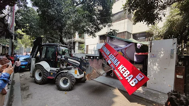 The signboard of Turkish Adana Kebab, a restaurant on the ground floor of residential building in Banani, has been dismantled