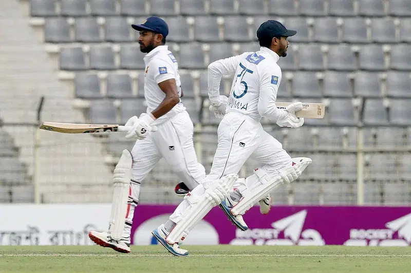 Dhananjaya de Silva and Kamindu Mendis in rescue act for Sri Lanka in the first Test against Bangladesh at Sylhet International Cricket Stadium in Sylhet on 22 March, 2024