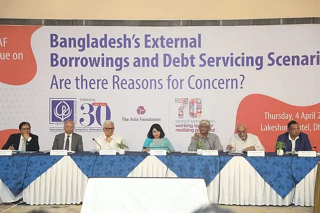 Noted economists and public policy analysts are addressing a dialogue – Bangladesh’s External Borrowings and Debt Servicing Scenario: Are There Reasons for Concern? – at a hotel in Dhaka on Thursday.