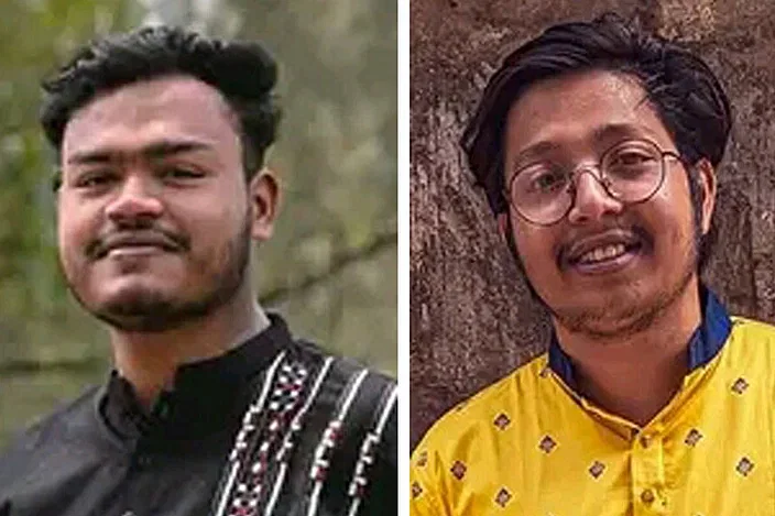 Deceased CUET students Towfik Hossain and Shanto Saha