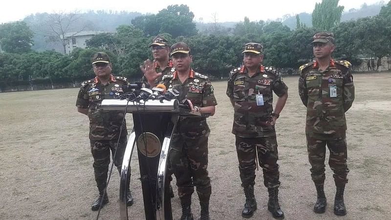 Bangladesh army chief General SM Shafiuddin Ahmed talks to the media on 7 April, 2024