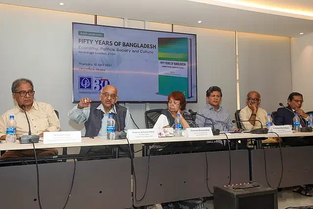 Guests at an event to launch the book ‘Fifty Years of Bangladesh: Economy, Politics, Society and Culture’. This afternoon at the Centre for Policy Dialogue office in Dhanmondi of the capital