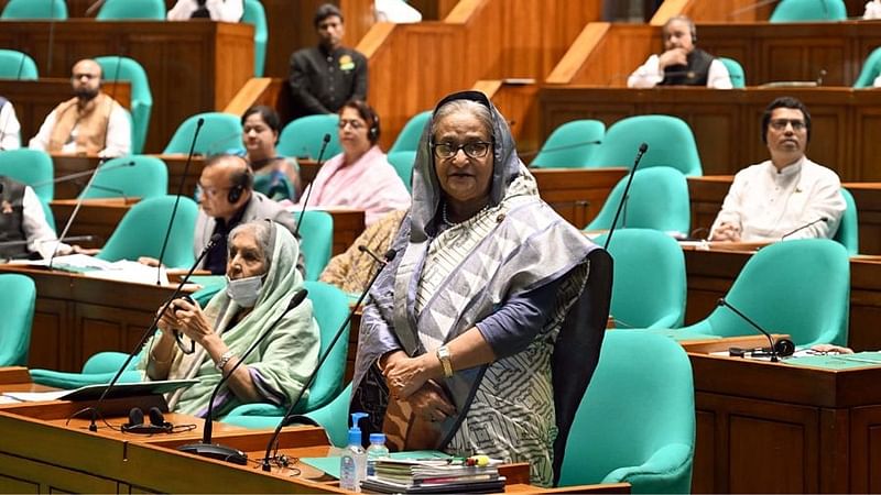 Governing Bangladesh Awami League president and Prime Minister Sheikh Hasina addresses parliament session on 7 May, 2024