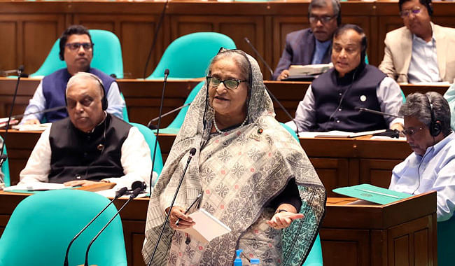 Prime Minister Sheikh Hasina addresses the prime minister’s scheduled question-answer session in parliament on 8 May, 2024