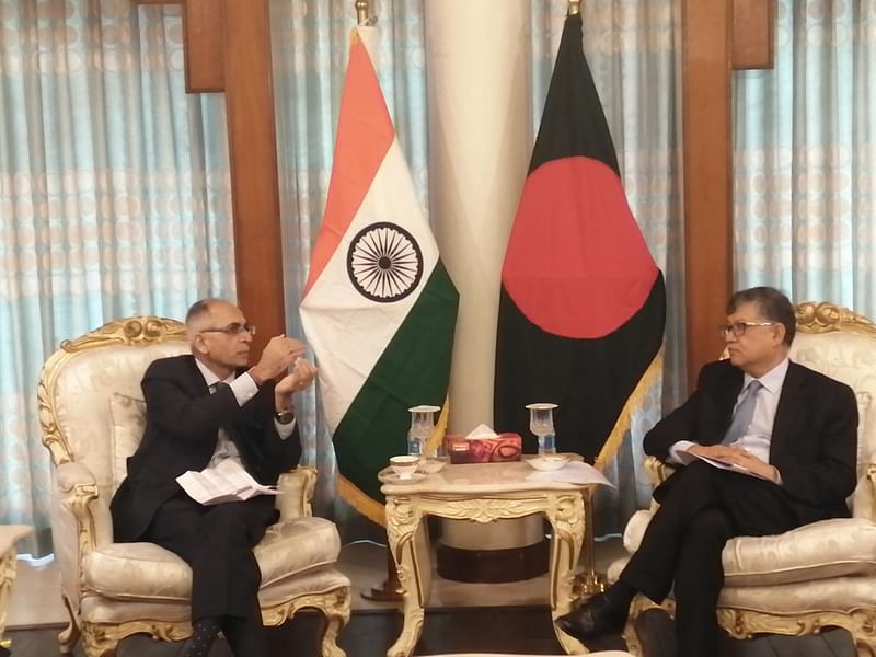 Bangladesh foreign secretary Masud Bin Momen holds meeting with Indian foreign secretary Vinay Kwatra.