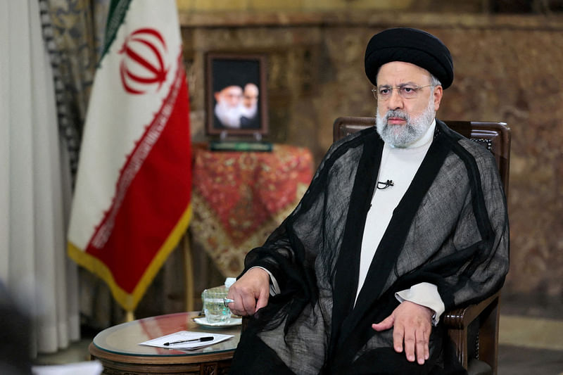 Iranian president Ebrahim Raisi looks on during a TV interview, in Tehran, Iran 7 May, 2024.