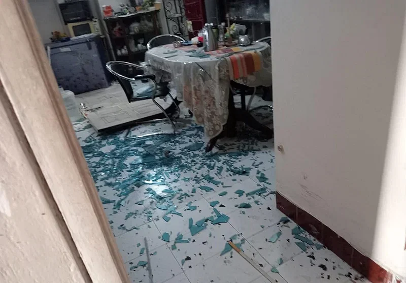 Glassware shattered at the impact of the explosion in Badda, Dhaka on 30 May, 2024