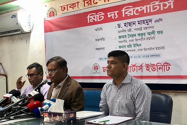 Foreign minister Hasan Mahmud. Tuesday afternoon at the 'Meet the Reporters' event organised by Dhaka Reporters Unity (DRU)