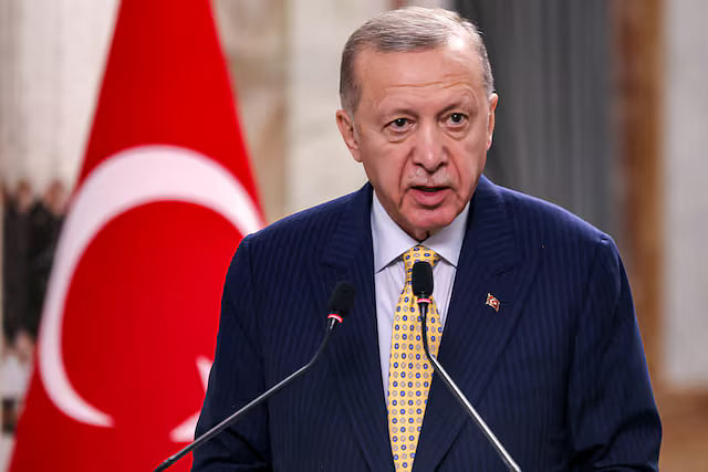 Turkey's President Recep Tayyip Erdogan speaks during a joint statement to the media in Baghdad, Iraq 22 April, 2024.