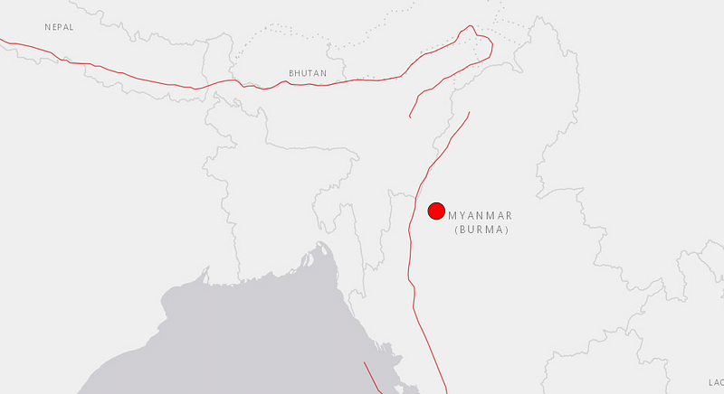 The epicenter of the earthquake was at 31 km East-southeast (ESE) of Mawlaik, Myanmar.