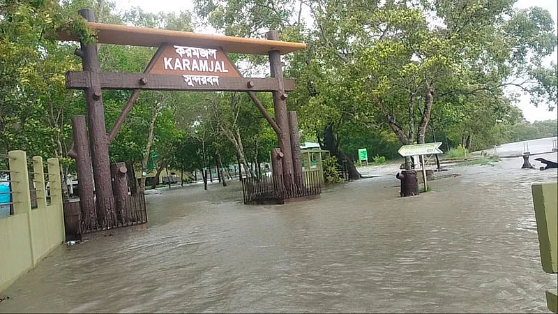 A large area of the Sundarbans went under water due to tidal surge under the influence of severe cyclone Remal on 26 May, 2024