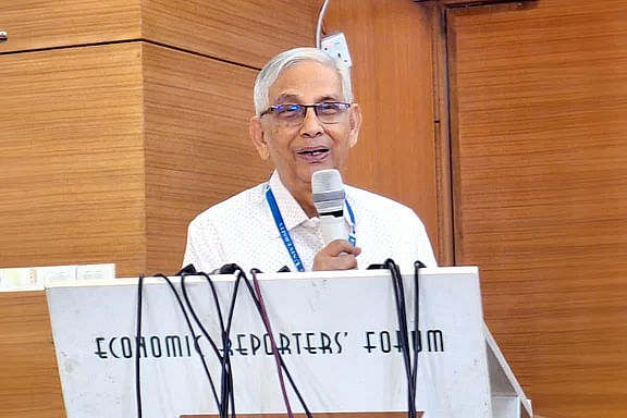 Mohammed Farashuddin speaks at a discussion in Dhaka on 2 May, 2024.