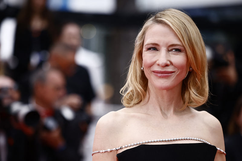 Cate Blanchett poses on the red carpet during arrivals for the screening of the film 'The Apprentice' in competition at the 77th Cannes Film Festival in Cannes, France, 20 May, 2024.