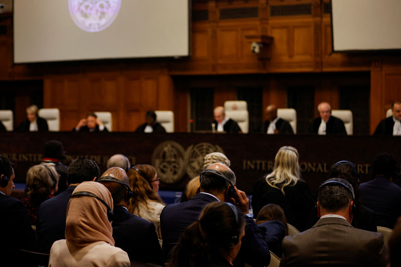 Delegates attend a ruling on South Africa’s request to order a halt to Israel’s Rafah offensive in Gaza as part of a larger case brought before the Hague-based court by South Africa accusing Israel of genocide, at the International Court of Justice (ICJ), in The Hague, Netherlands on 24 May, 2024