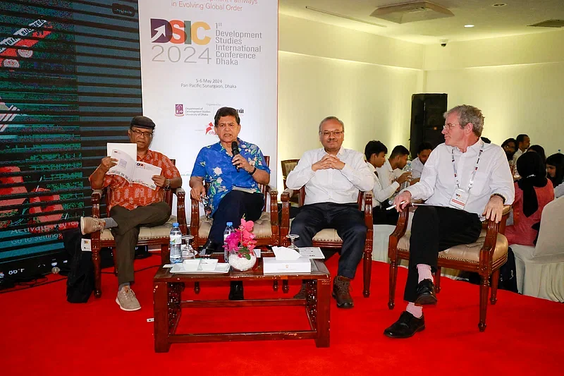 Speakers on the second day of the two-day 1st Development Studies International Conference, Dhaka (DSIC)-2024 at Sonargaon Hotel, Dhaka, on 6 May, 2024